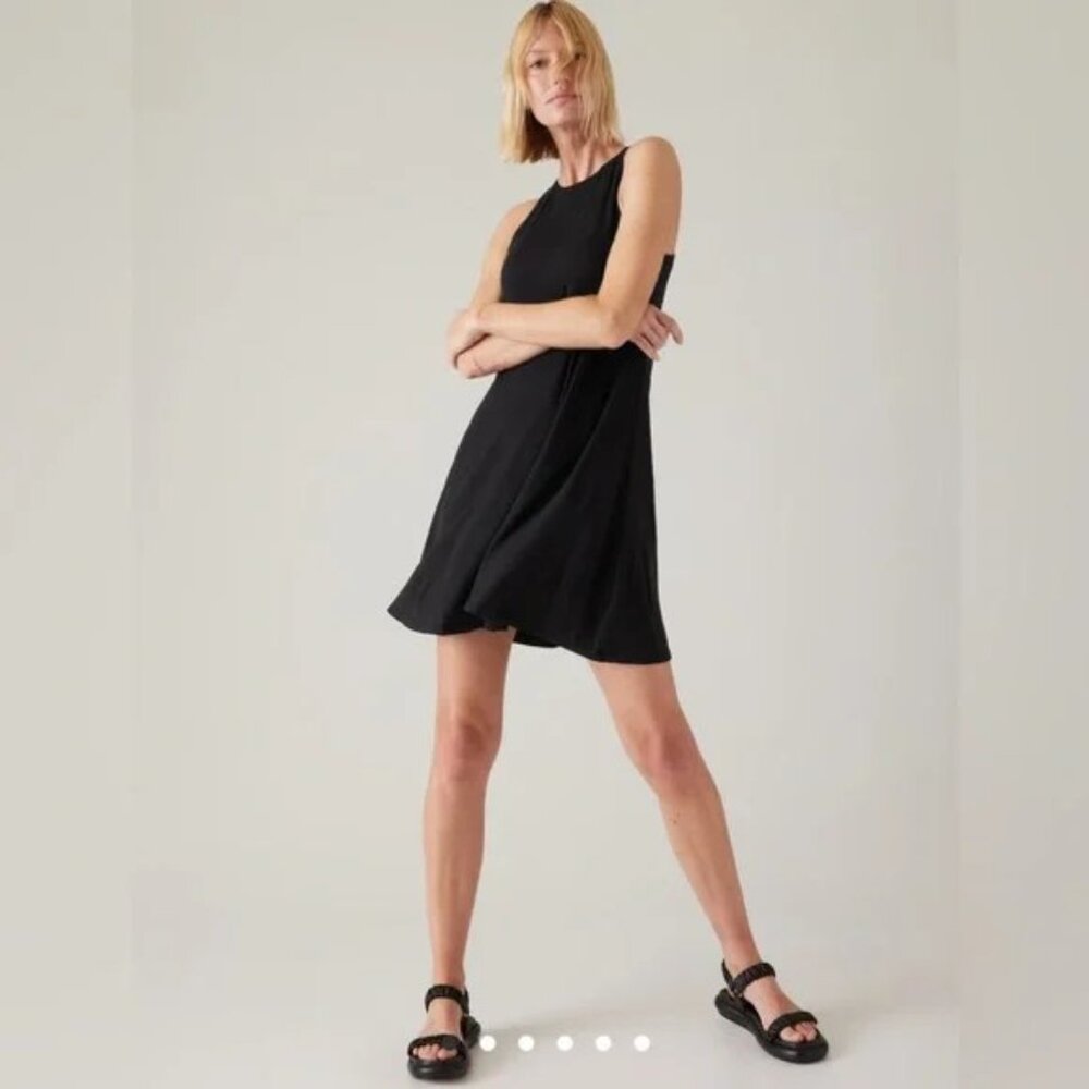 Athleta Santorini Thera Dress Athleisure Summer Cute Sport Dress Black Size S